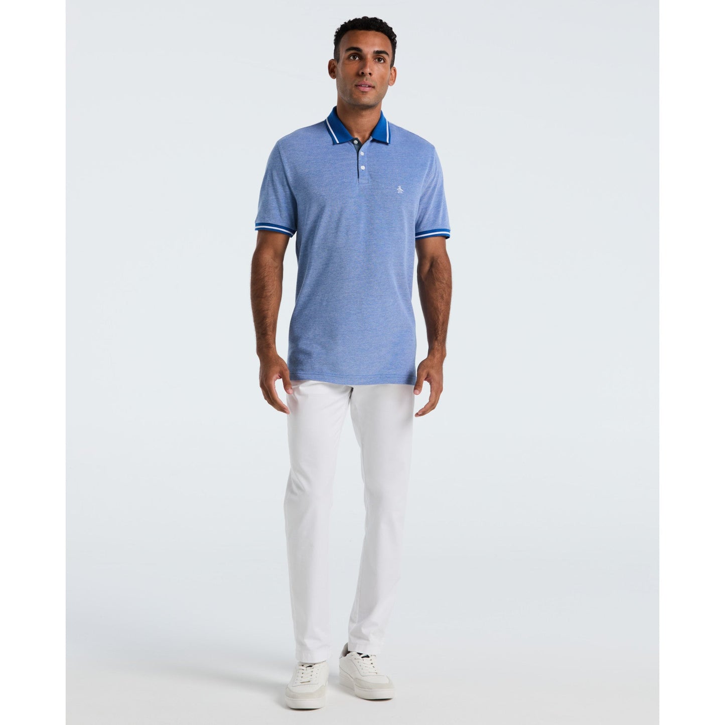 Original Penguin Birdseye Pique Tipped Polo Shirt In Classic Blue(Birdseye Pique Tipped Polo Shirt Blue Ocksb510gp 488)