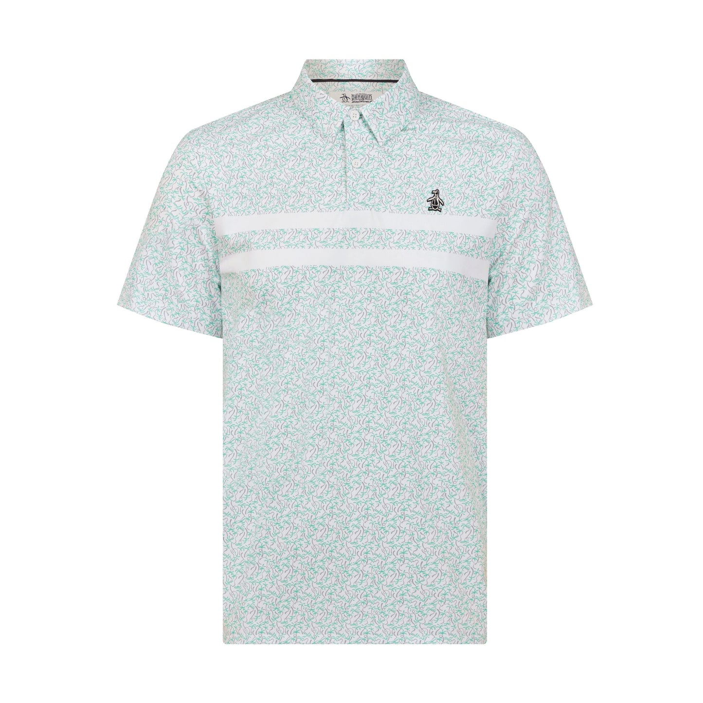 Original Penguin Engineered Novelty Stripe Printed Golf Polo Shirt In Bright White(Engineered Novelty Stripe Printed Golf Polo Shirt White Ogksf019gg 118)