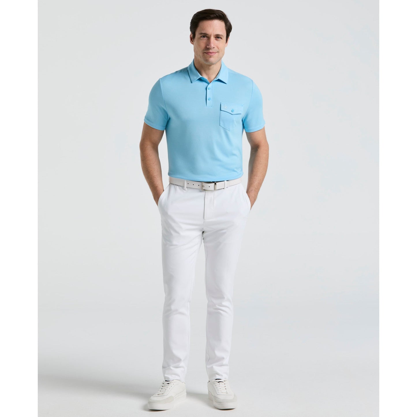 Original Penguin Pete's Fine Line Golf Polo Shirt In Blue Grotto(Petes Fine Line Golf Polo Shirt Blue Ogksf024gg 457)