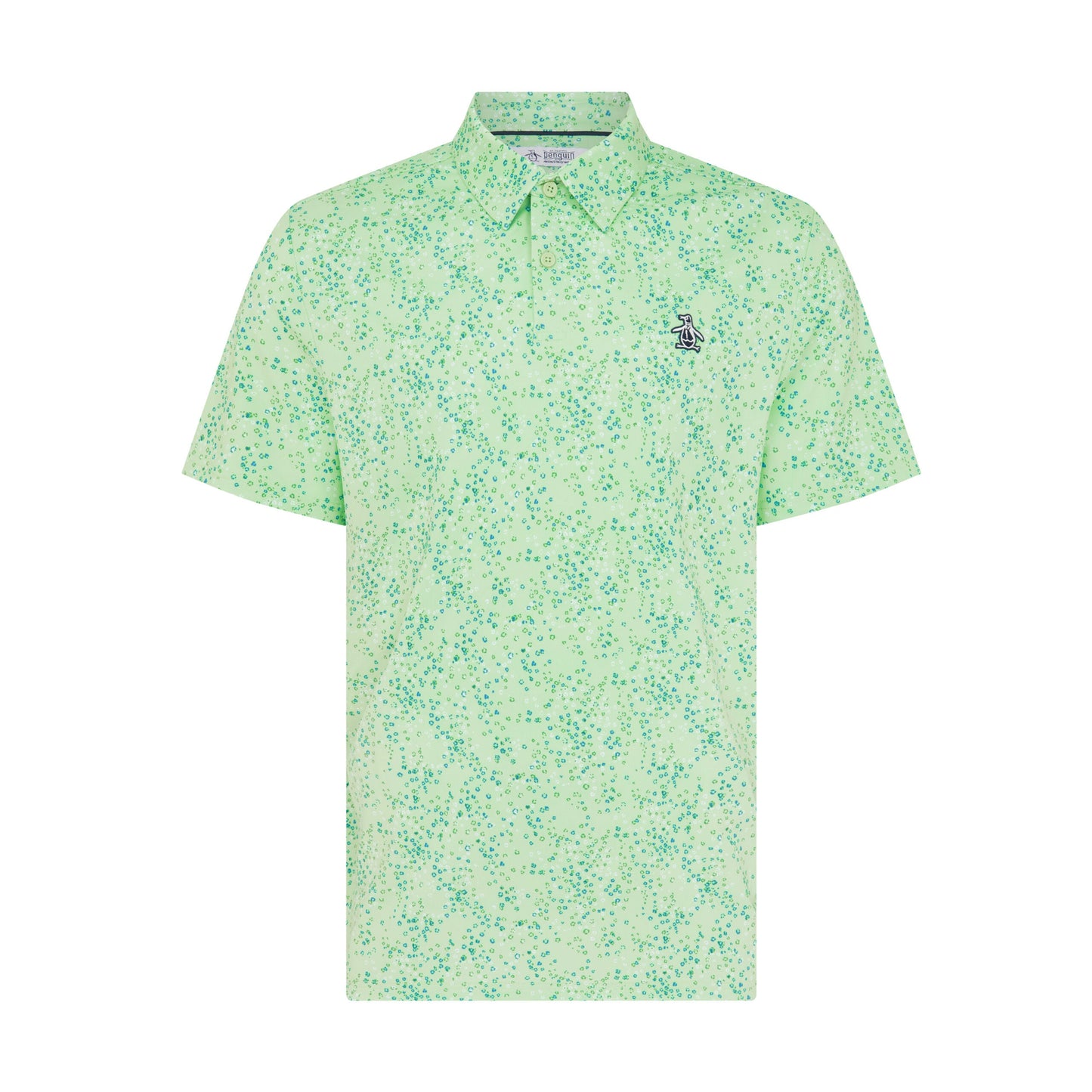 Original Penguin All Over Micro Abstract Printed Golf Polo Shirt In Sprucestone(All Over Micro Abstract Printed Golf Polo Shirt Green Ogksf025gg 338)