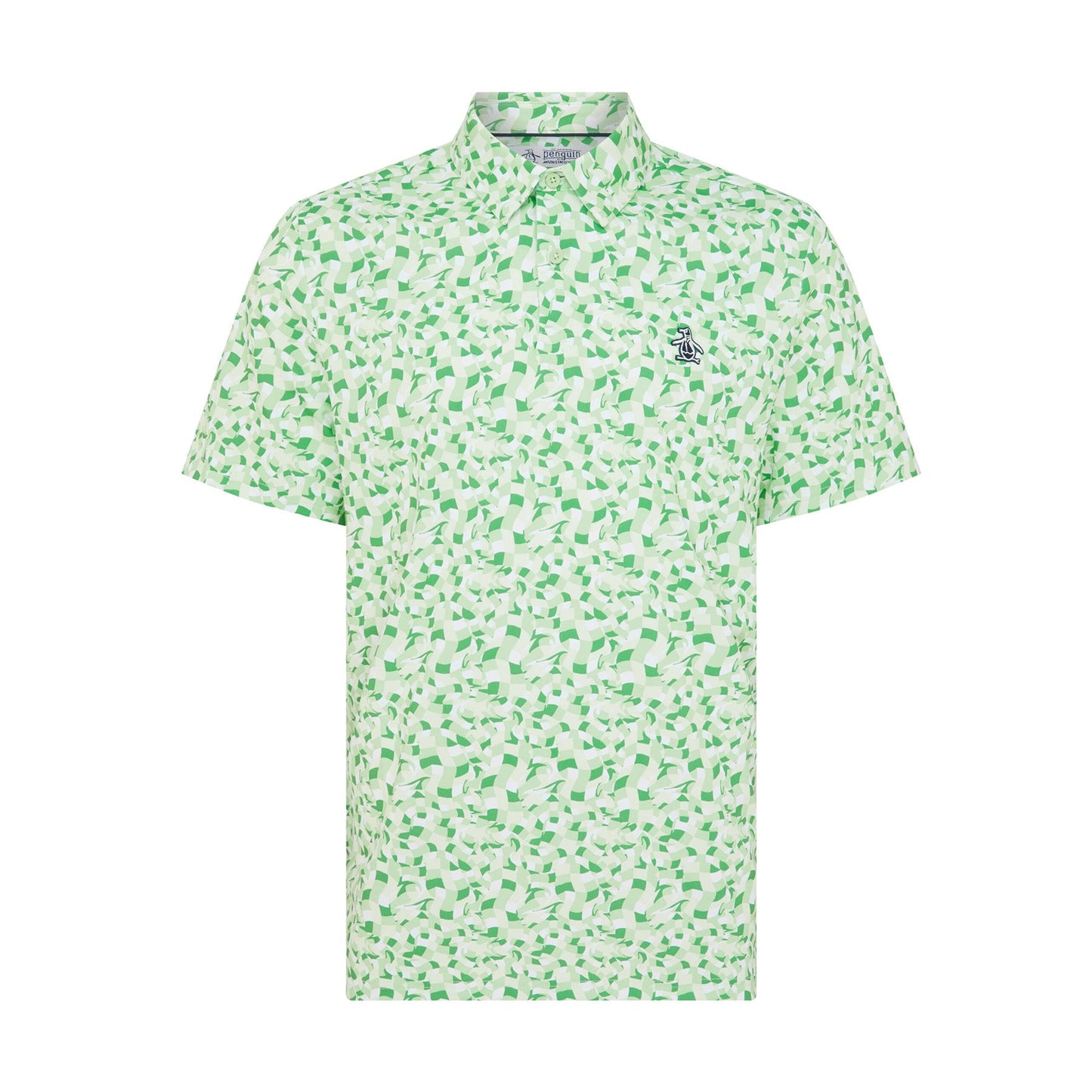 Original Penguin All Over Print Underwater Mosaic Golf Polo Shirt In Sprucestone(All Over Print Underwater Mosaic Golf Polo Shirt Green Ogksf027gg 338)