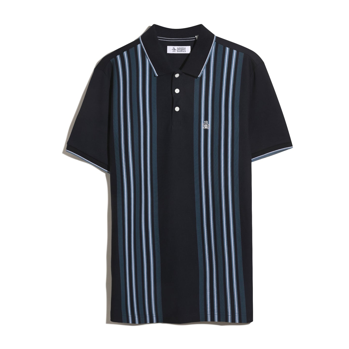 Original Penguin Interlock Vertical Stripe Polo Shirt In Dark Sapphire(Interlock Vertical Stripe Polo Shirt Blue Opkf2508gp 413)