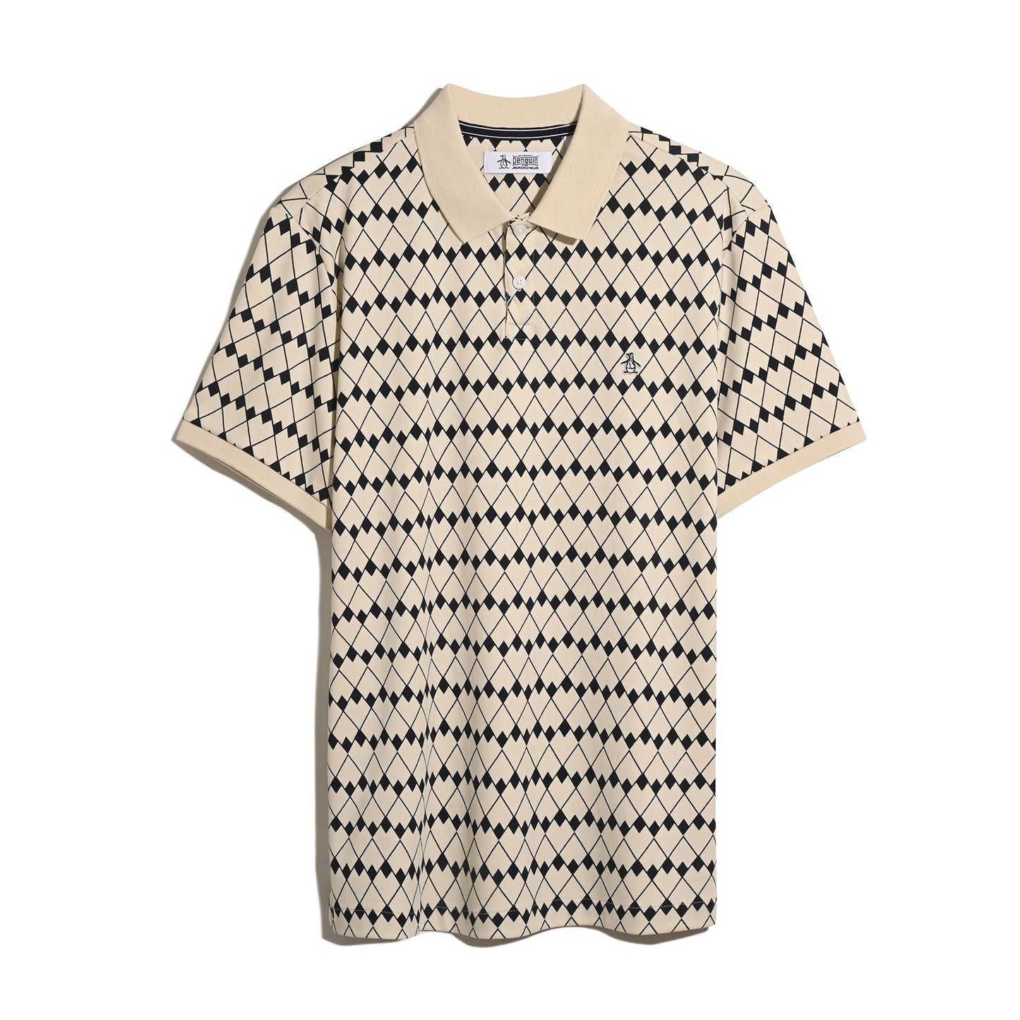 Original Penguin Flags Print Polo Shirt In Birch(Flags Print Polo Shirt Beige Opkf2520gp 252)
