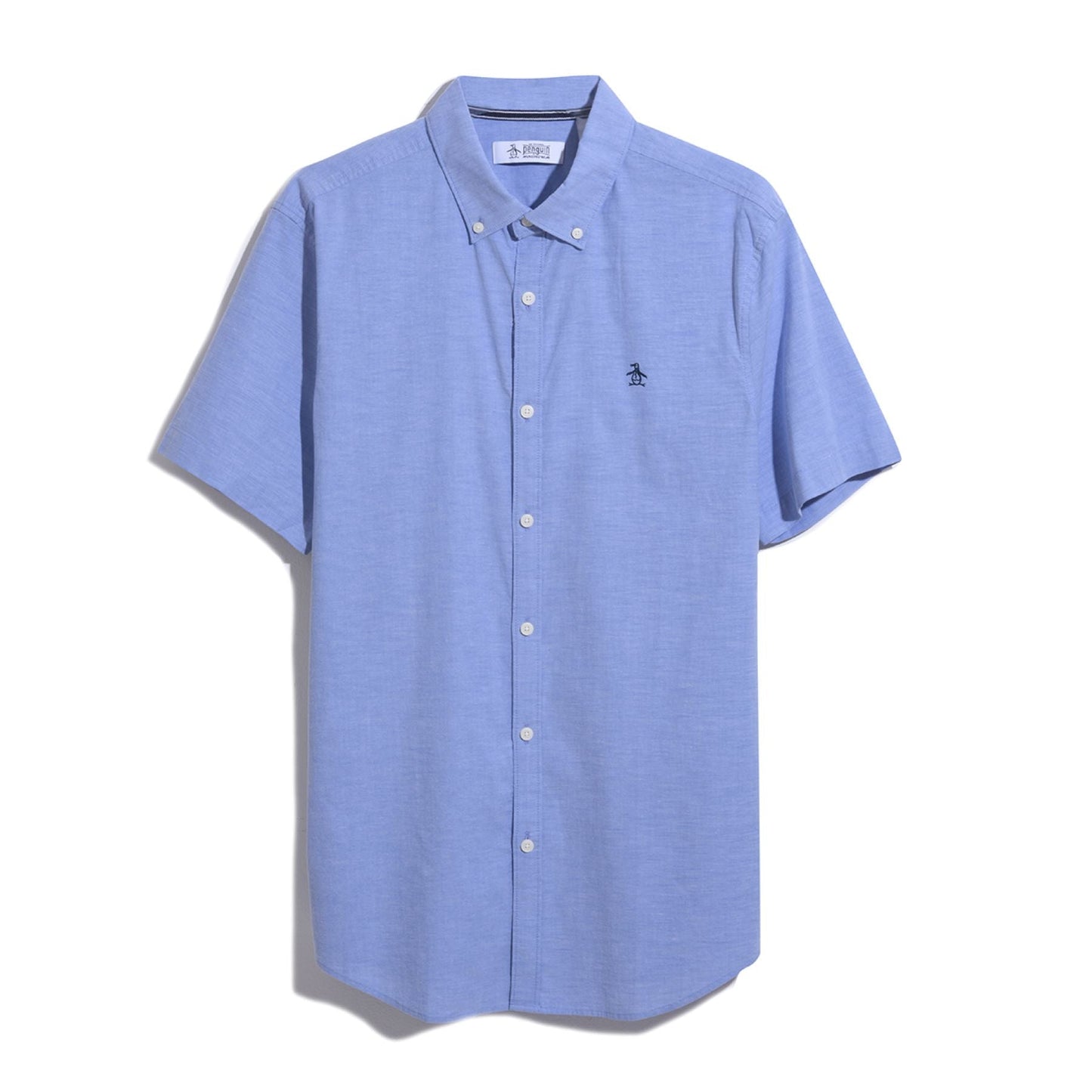 Original Penguin Oxford Stretch Short Sleeve Shirt In Amparo Blue(Ecovero Oxford Stretch Shirt Blue Opwb0037gp 424)