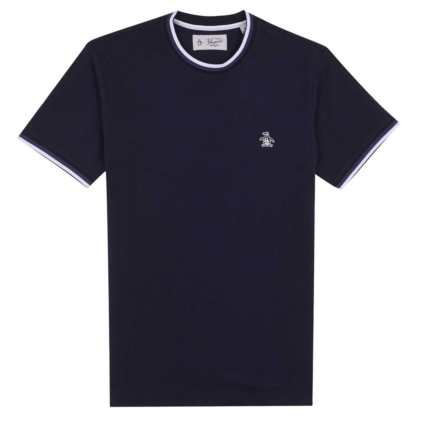 Original Penguin Sticker Pete Tipped Ringer Organic Cotton T-Shirt In Dark Sapphire(Stcker Pete Tipped Ringer Organic Cotton T Shirt Blue Opkb0718gp 413)