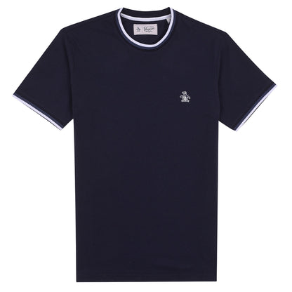 Original Penguin Sticker Pete Tipped Ringer Organic Cotton T-Shirt In Dark Sapphire(Stcker Pete Tipped Ringer Organic Cotton T Shirt Blue Opkb0718gp 413)