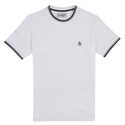 Original Penguin Sticker Pete Tipped Ringer Organic Cotton T-Shirt In Bright White(Stcker Pete Tipped Ringer Organic Cotton T Shirt White Opkb0718gp 118)