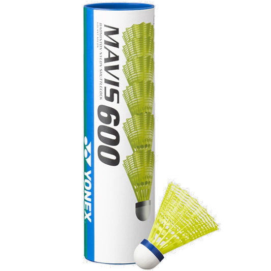  Yonex Mavis 600 Badminton Nylon Shuttles / Shuttlecocks Yellow - Set Of 6