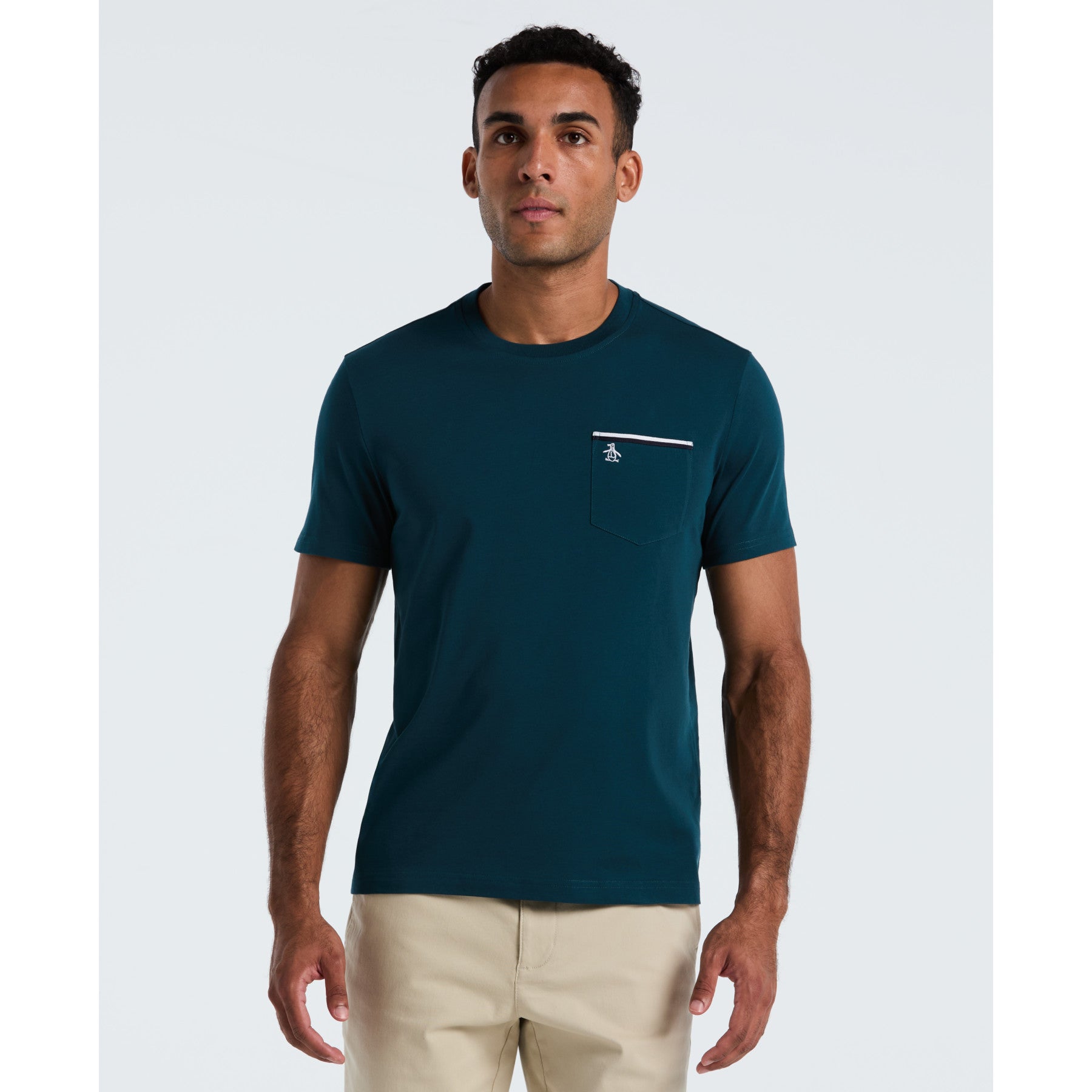Original Penguin Earl Tape Tipped Pocket T-Shirt In Reflecting Pond(Earl Tape Tipped Pocket T Shirt Blue Ocksb025gp 470)