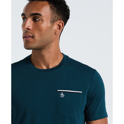 Original Penguin Earl Tape Tipped Pocket T-Shirt In Reflecting Pond(Earl Tape Tipped Pocket T Shirt Blue Ocksb025gp 470)