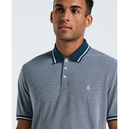 Original Penguin Birdseye Pique Tipped Polo Shirt In Reflecting Pond(Birdseye Pique Tipped Polo Shirt Blue Ocksb510gp 470)
