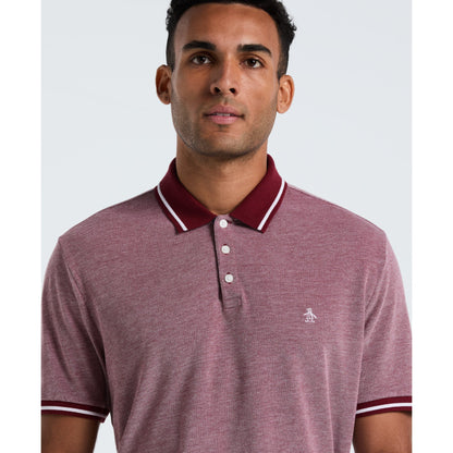 Original Penguin Birdseye Pique Tipped Polo Shirt In Cabernet(Birdseye Pique Tipped Polo Shirt Red Ocksb510gp 605)