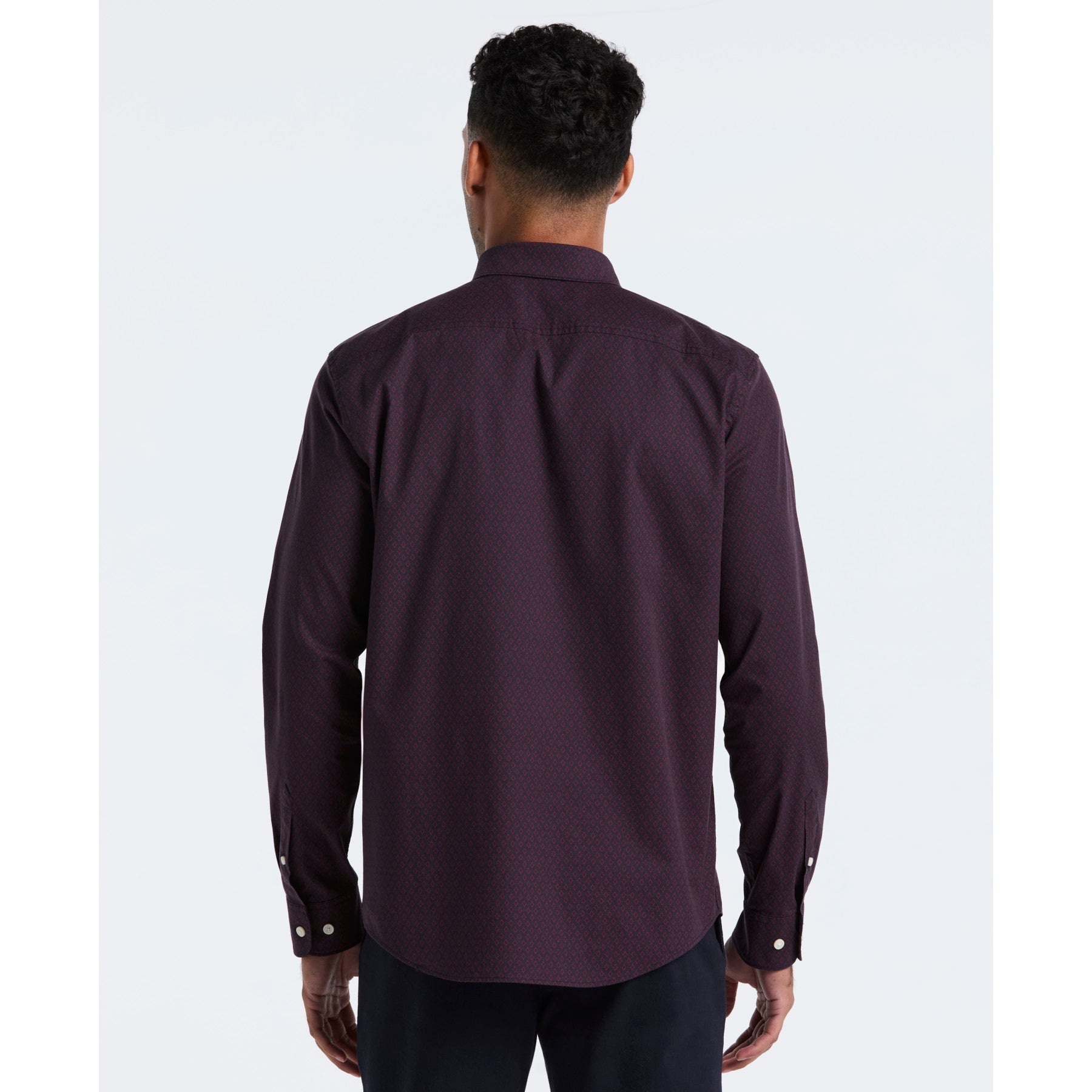 Original Penguin Micro Diamond Print Shirt In Dark Sapphire(Micro Diamond Print Shirt Blue Ocwf2516gp 413)