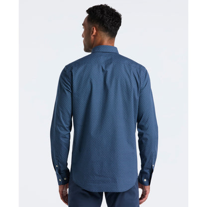 Original Penguin Micro Diamond Print Shirt In Sargasso Sea(Micro Diamond Print Shirt Blue Ocwf2516gp 485)