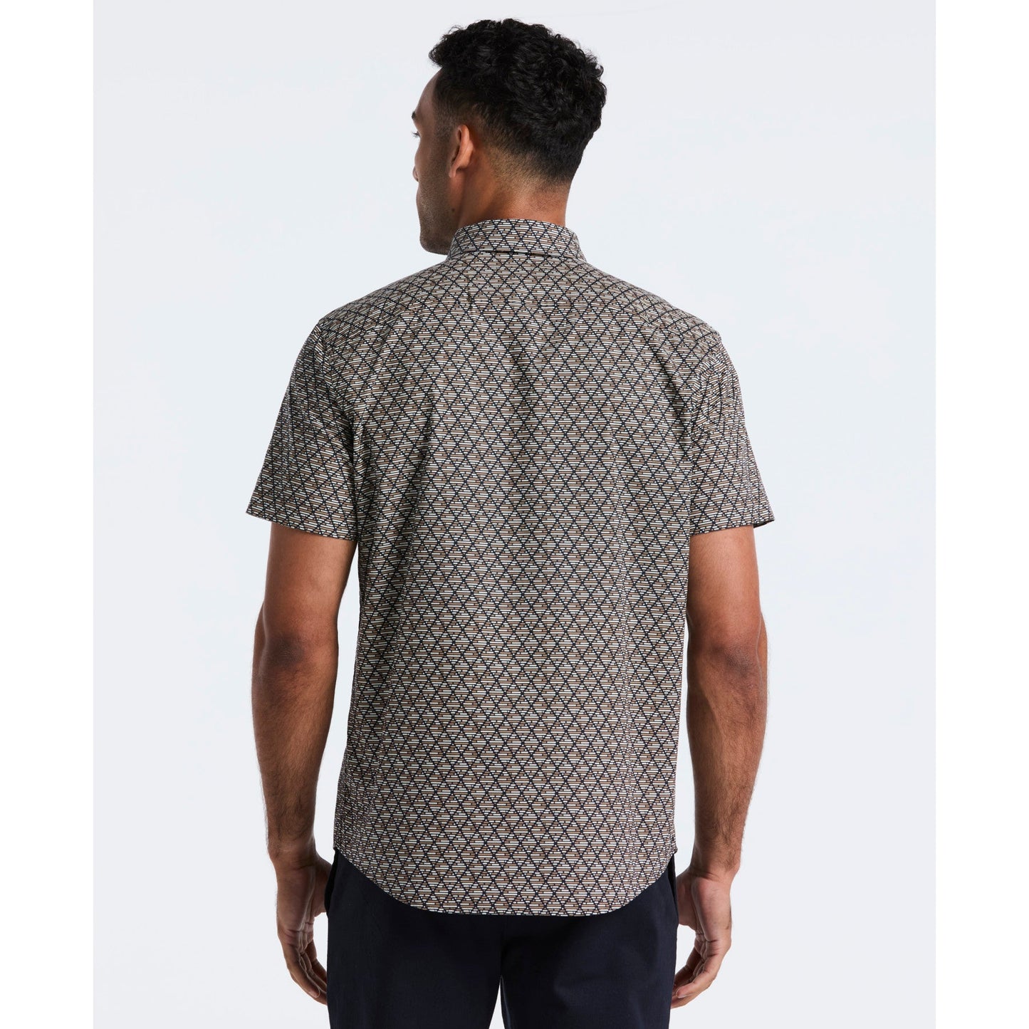Original Penguin Diamond Geo Print Short Sleeve Shirt In Tigers Eye(Diamond Geo Print Short Sleeve Shirt Brown Ocwf2520gp 218)