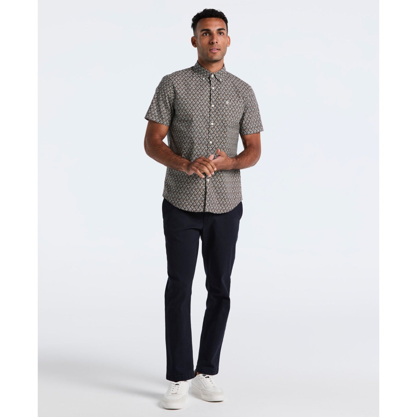 Original Penguin Diamond Geo Print Short Sleeve Shirt In Tigers Eye(Diamond Geo Print Short Sleeve Shirt Brown Ocwf2520gp 218)