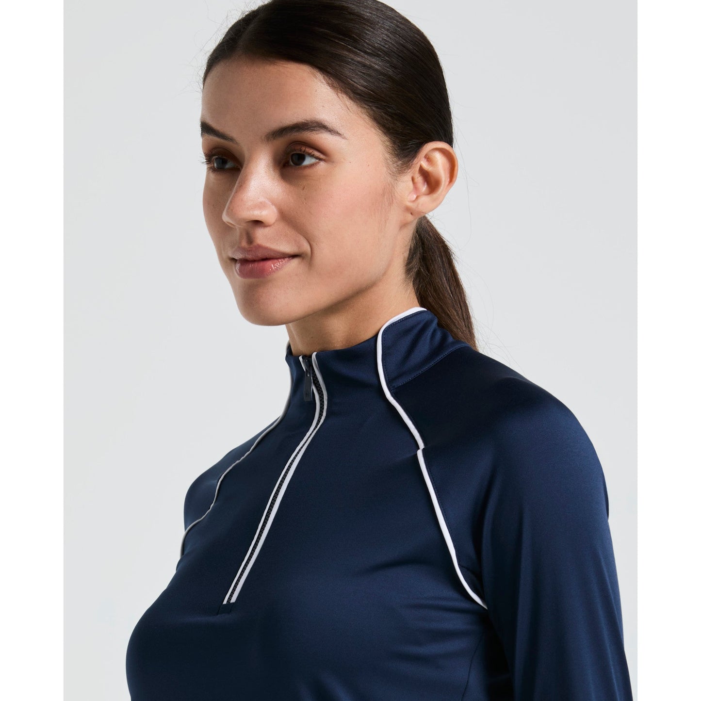 Original Penguin Women's Long Sleeve Top With Sun Protection In Black Iris(Womens Long Sleeve Quarter Zip Tennis Shirt Blue Ogksc098gg 417)
