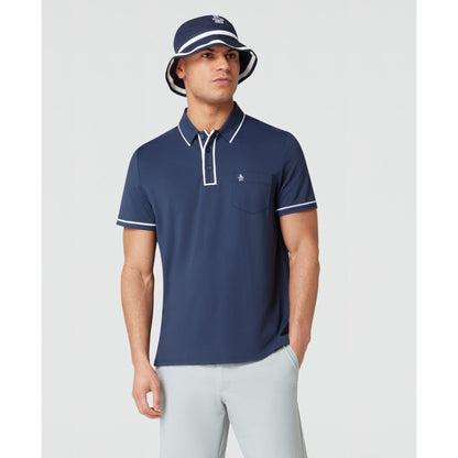 Original Penguin Technical Earl Short Sleeve Golf Polo Shirt In Black Iris(Technical Earl Golf Polo Blue Ogkse002gg 417)