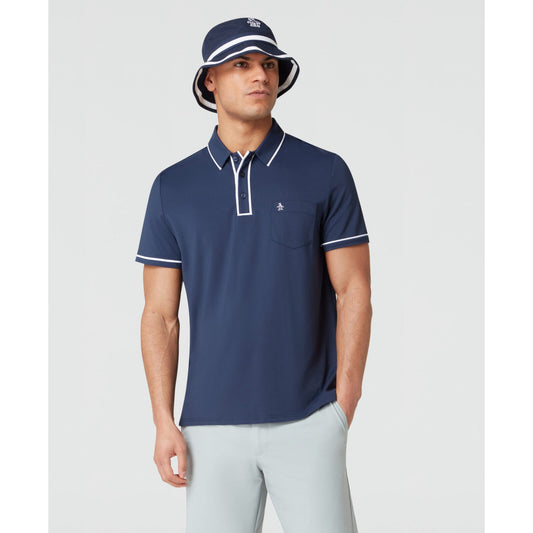 Original Penguin Technical Earl Short Sleeve Golf Polo Shirt In Black Iris(Technical Earl Golf Polo Blue Ogkse002gg 417)