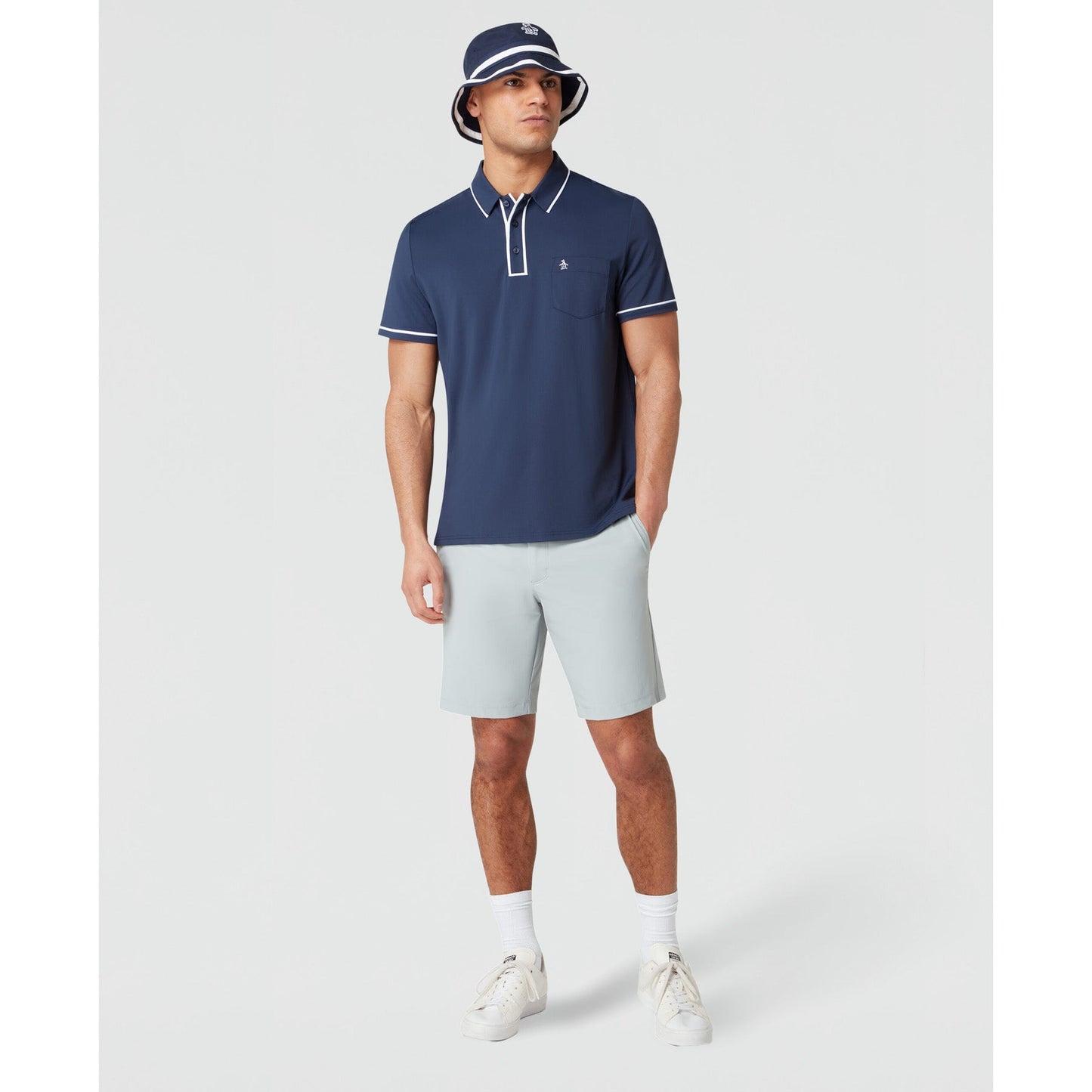 Original Penguin Technical Earl Short Sleeve Golf Polo Shirt In Black Iris(Technical Earl Golf Polo Blue Ogkse002gg 417)
