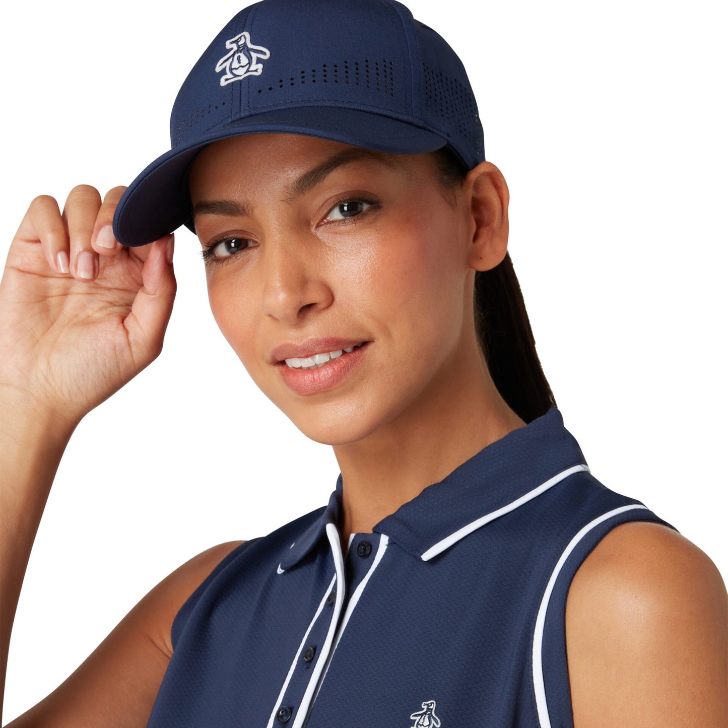 Original Penguin Women's Country Club Perforated Golf Cap In Black Iris(Womens Country Club Perforated Golf Cap Blue Ogasf092gg 417)
