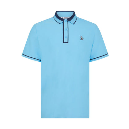 Original Penguin Ribbed Earl Blocked Golf Polo Shirt In Blue Grotto(Ribbed Earl Blocked Golf Polo Shirt Blue Ogksf016gg 457)