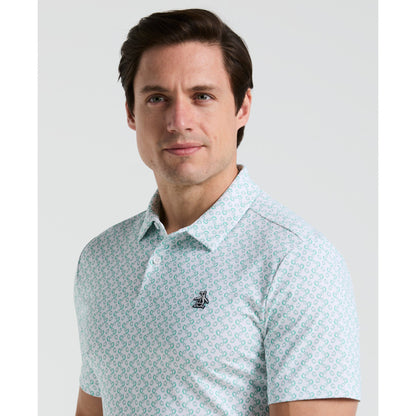 Original Penguin All Over Lifesaver Print Golf Polo Shirt In Bright White(All Over Lifesaver Print Golf Polo Shirt White Ogksf018gg 118)