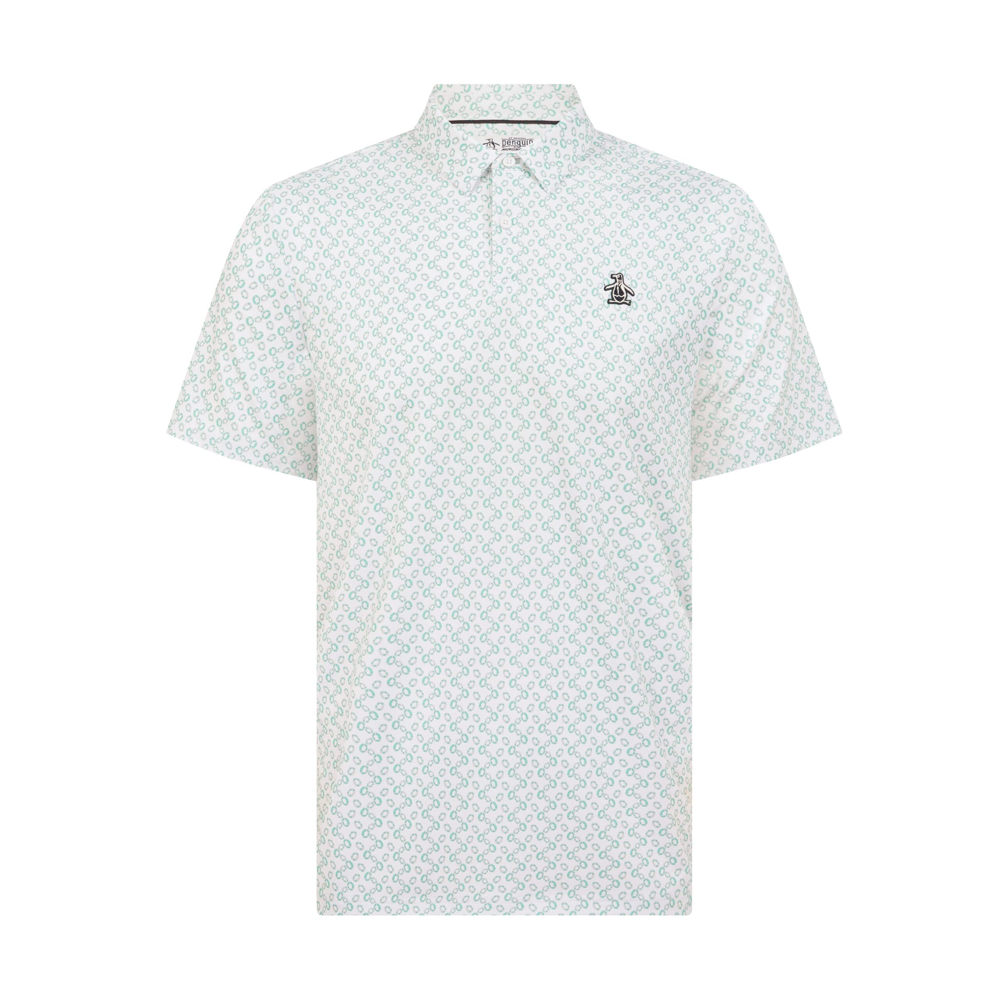 Original Penguin All Over Lifesaver Print Golf Polo Shirt In Bright White(All Over Lifesaver Print Golf Polo Shirt White Ogksf018gg 118)