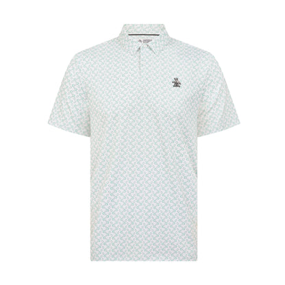 Original Penguin All Over Lifesaver Print Golf Polo Shirt In Bright White(All Over Lifesaver Print Golf Polo Shirt White Ogksf018gg 118)