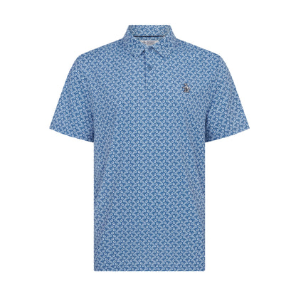 Original Penguin All Over Lifesaver Print Golf Polo Shirt In Quiet Harbour(All Over Lifesaver Print Golf Polo Shirt Blue Ogksf018gg 453)