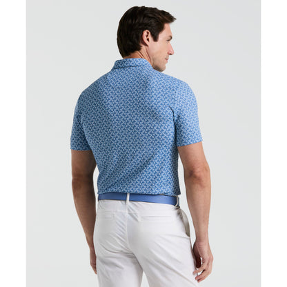 Original Penguin All Over Lifesaver Print Golf Polo Shirt In Quiet Harbour(All Over Lifesaver Print Golf Polo Shirt Blue Ogksf018gg 453)