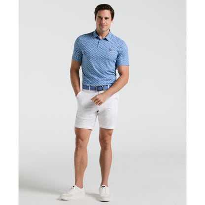 Original Penguin All Over Lifesaver Print Golf Polo Shirt In Quiet Harbour(All Over Lifesaver Print Golf Polo Shirt Blue Ogksf018gg 453)