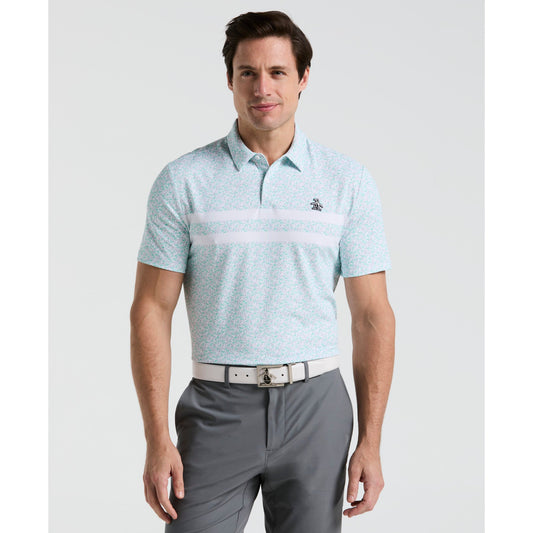 Original Penguin Engineered Novelty Stripe Printed Golf Polo Shirt In Bright White(Engineered Novelty Stripe Printed Golf Polo Shirt White Ogksf019gg 118)