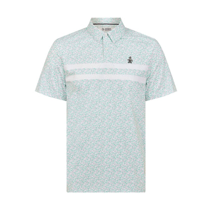Original Penguin Engineered Novelty Stripe Printed Golf Polo Shirt In Bright White(Engineered Novelty Stripe Printed Golf Polo Shirt White Ogksf019gg 118)