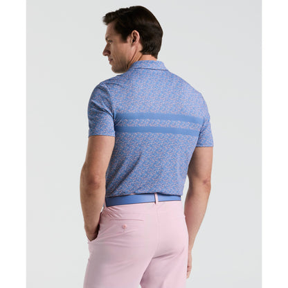 Original Penguin Engineered Novelty Stripe Printed Golf Polo Shirt In Quiet Harbour(Engineered Novelty Stripe Printed Golf Polo Shirt Blue Ogksf019gg 453)