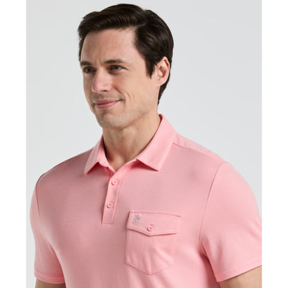 Original Penguin Pete's Fine Line Golf Polo Shirt In Murex Shell(Petes Fine Line Golf Polo Shirt Pink Ogksf024gg 680)