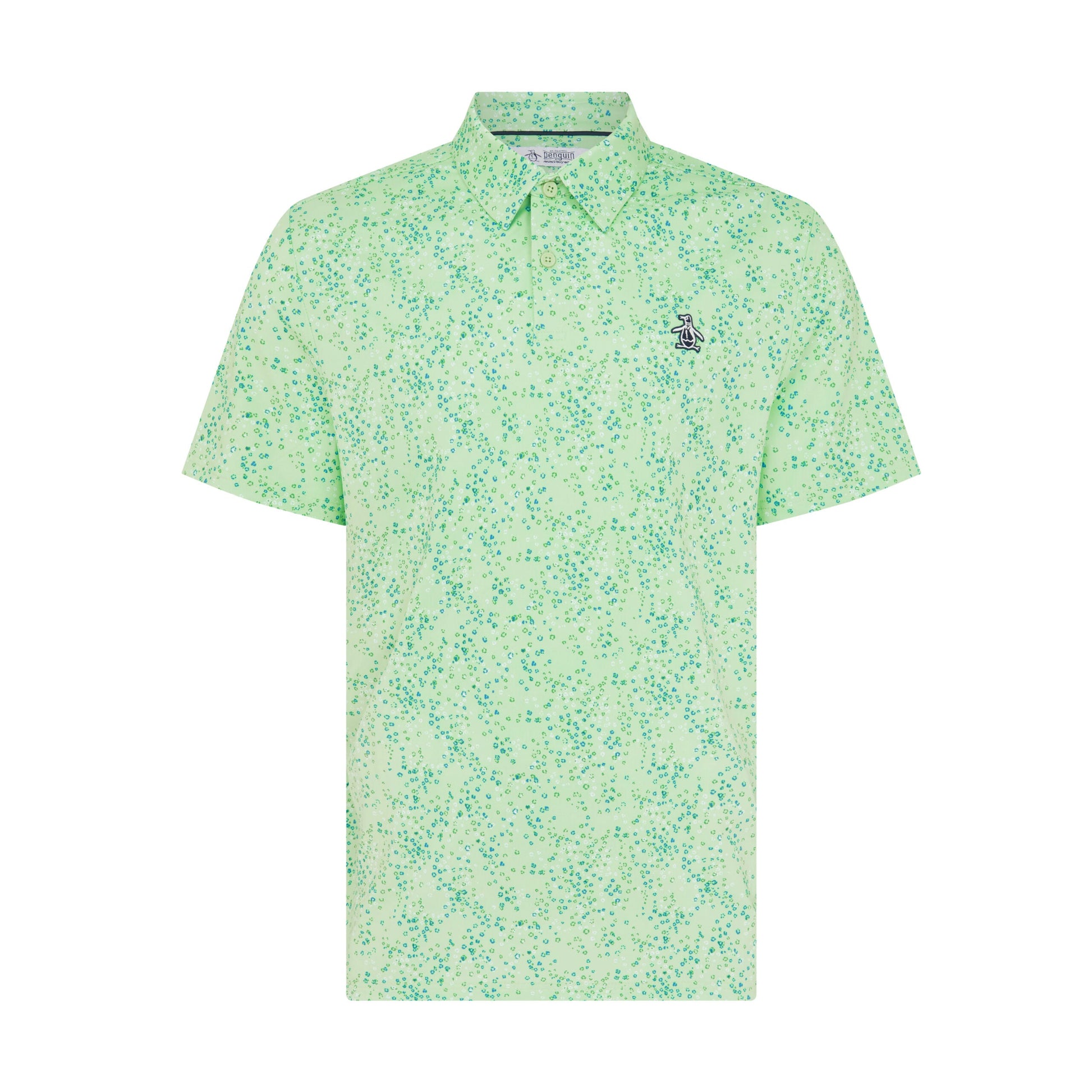 Original Penguin All Over Micro Abstract Printed Golf Polo Shirt In Sprucestone(All Over Micro Abstract Printed Golf Polo Shirt Green Ogksf025gg 338)