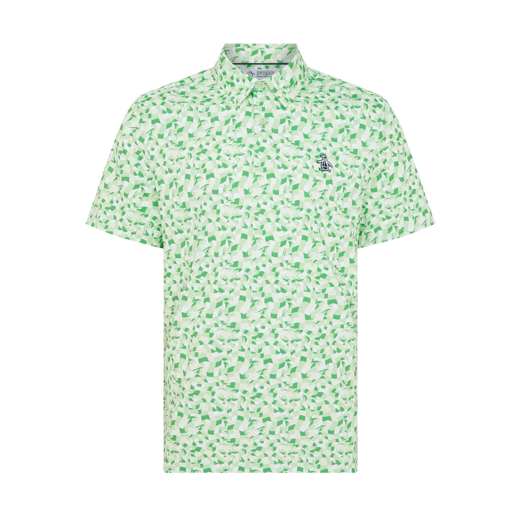 Original Penguin All Over Print Underwater Mosaic Golf Polo Shirt In Sprucestone(All Over Print Underwater Mosaic Golf Polo Shirt Green Ogksf027gg 338)