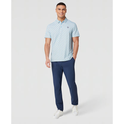 Original Penguin Layered Umbrella Print Golf Polo Shirt In Blue Grotto(Layered Umbrella Print Golf Polo Shirt Blue Ogksf029gg 457)