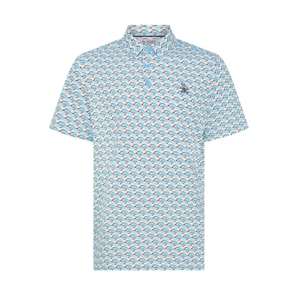 Original Penguin Layered Umbrella Print Golf Polo Shirt In Blue Grotto(Layered Umbrella Print Golf Polo Shirt Blue Ogksf029gg 457)