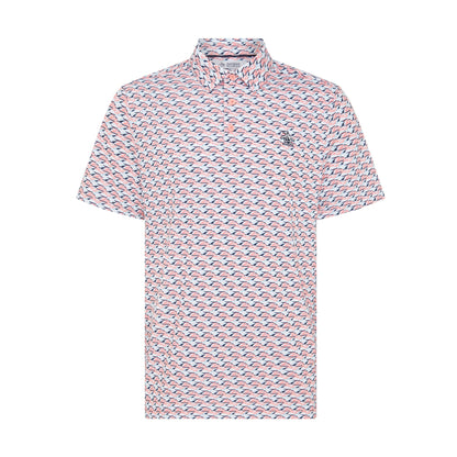 Original Penguin Layered Umbrella Print Golf Polo Shirt In Murex Shell(Layered Umbrella Print Golf Polo Shirt Pink Ogksf029gg 680)