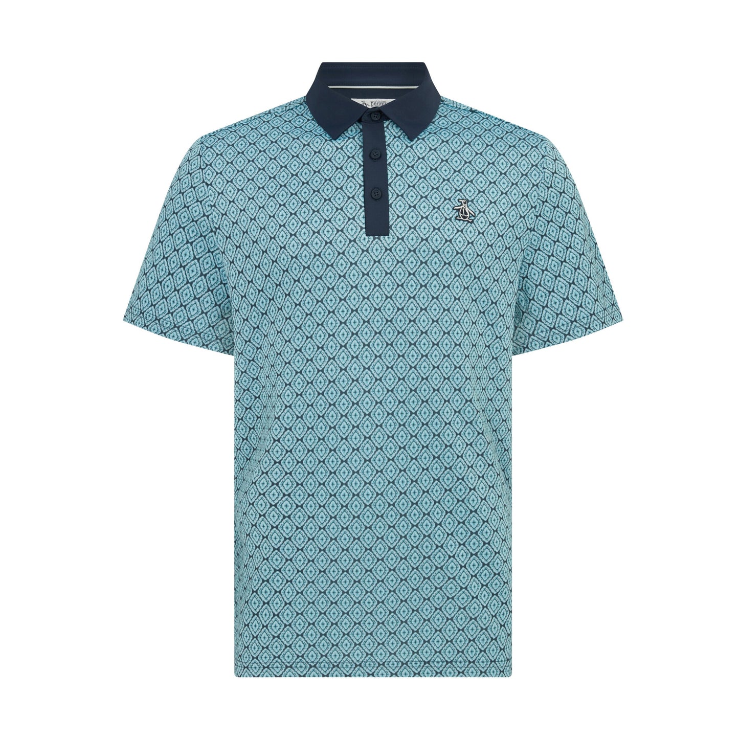 Original Penguin Yarn Dyed Bohemian Jacquard Golf Polo Shirt In Black Iris(Yarn Dyed Bohemian Jacquard Golf Polo Shirt Blue Ogksf030gg 417)
