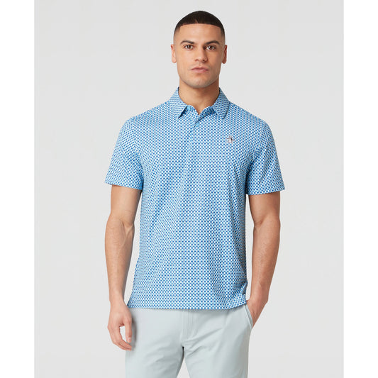 Original Penguin All Over Pete's Bowtie Micro Print Golf Polo Shirt In Blue Grotto(All Over Petes Bowtie Micro Print Golf Polo Shirt Blue Ogksf031gg 457)