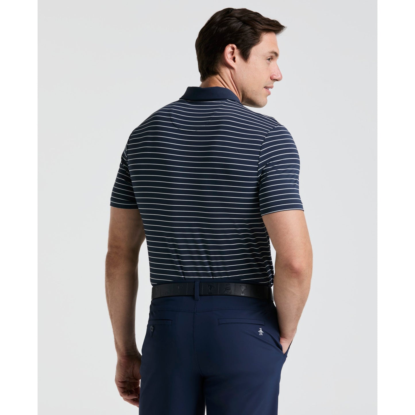 Original Penguin The Heritage Stripe Golf Polo Shirt In Black Iris(The Heritage Stripe Golf Polo Shirt Blue Ogksf043gg 417)