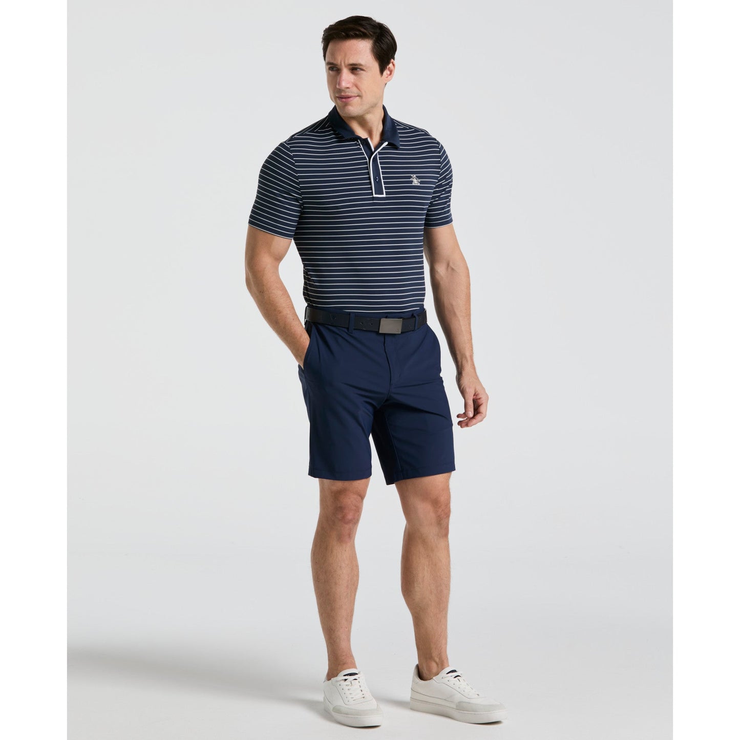 Original Penguin The Heritage Stripe Golf Polo Shirt In Black Iris(The Heritage Stripe Golf Polo Shirt Blue Ogksf043gg 417)