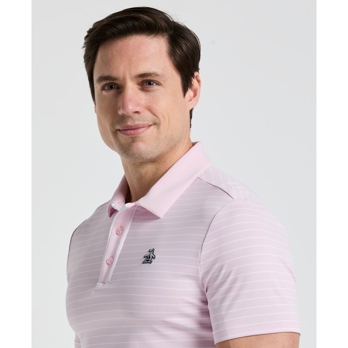 Original Penguin The Heritage Stripe Golf Polo Shirt In Charm Pink(The Heritage Stripe Golf Polo Shirt Pink Ogksf043gg 689)