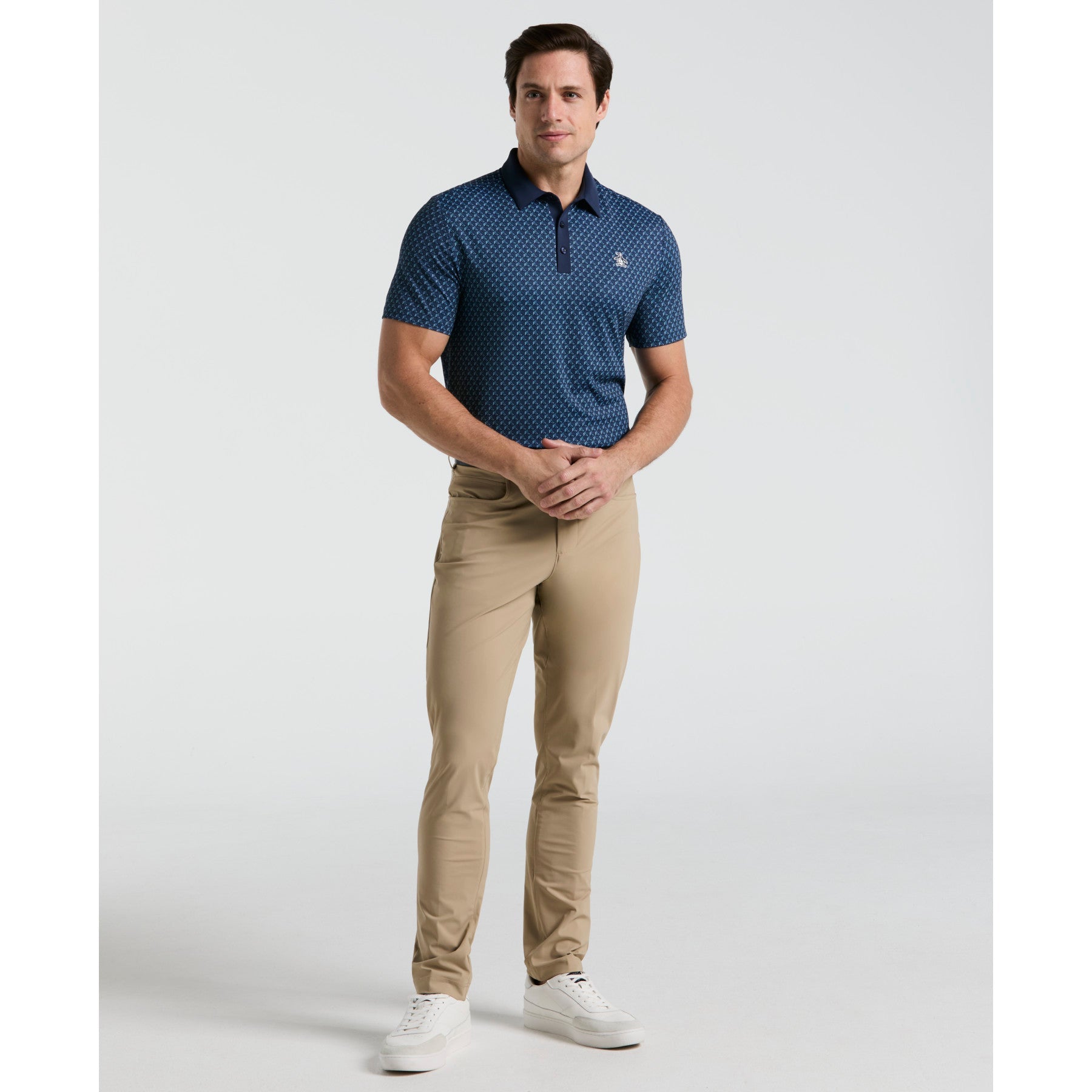 Original Penguin Pete's Tee Time Golf Polo In Black Iris(Petes Tee Time Golf Polo Shirt Blue Ogksf045gg 417)