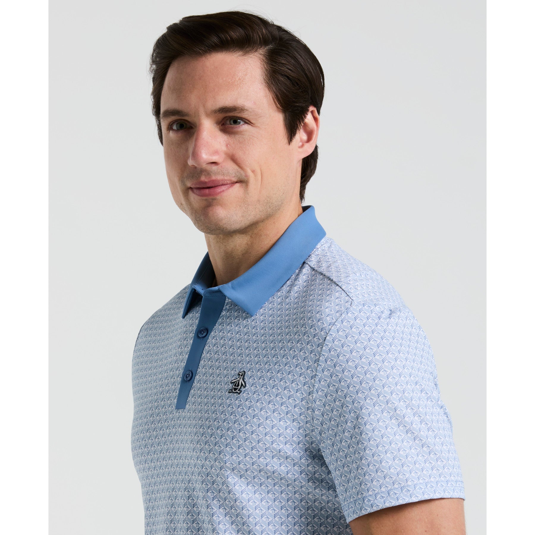 Original Penguin Pete's Tee Time Golf Polo In Quiet Harbour(Petes Tee Time Golf Polo Shirt Blue Ogksf045gg 453)