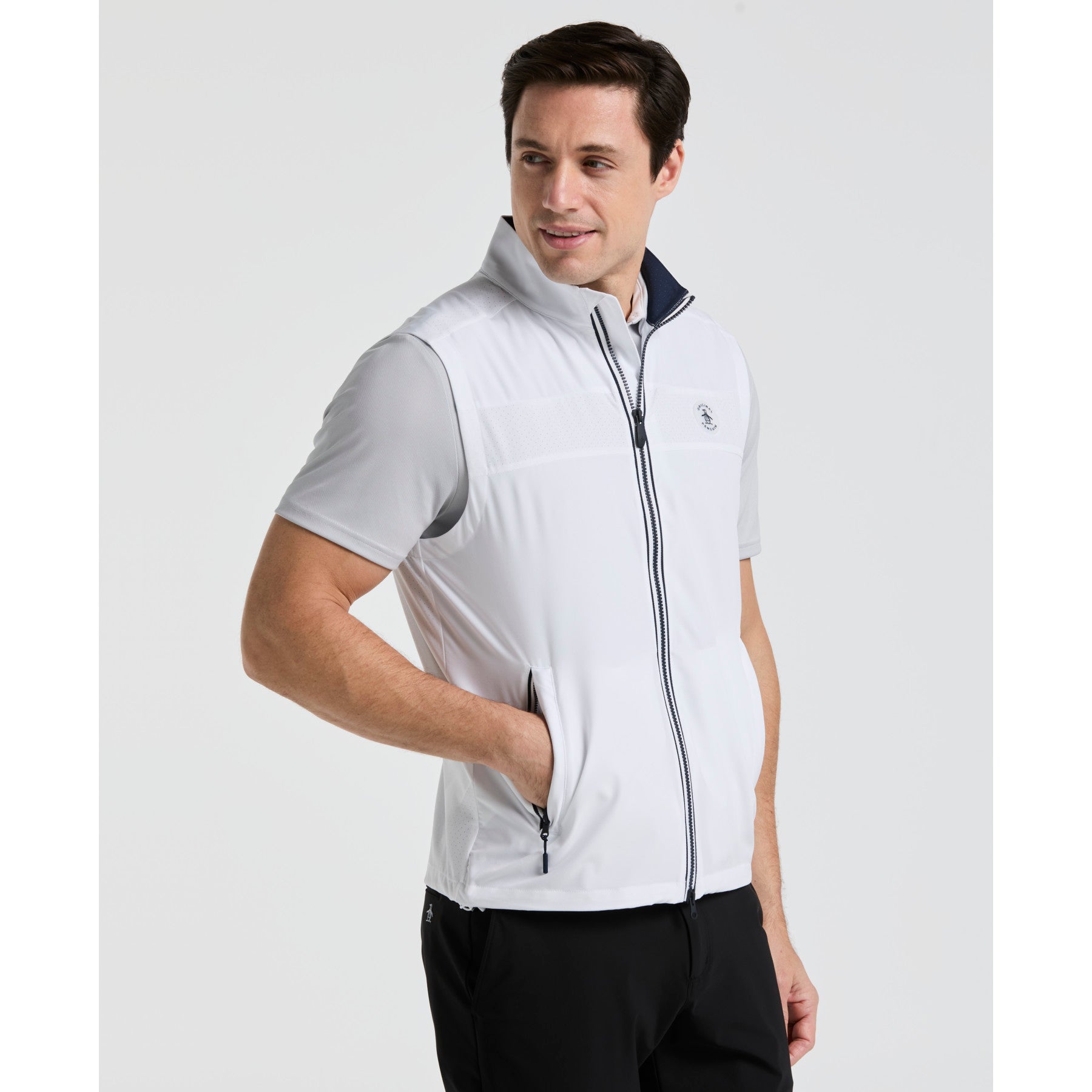 Original Penguin Heritage Lightweight Packable Golf Gilet In Bright White(Heritage Lightweight Packable Golf Gilet White Ogvsf010gg 118)