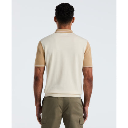Original Penguin Colourblock Sweater Polo In Birch(Colourblock Sweater Polo Beige Opgf2503gp 252)